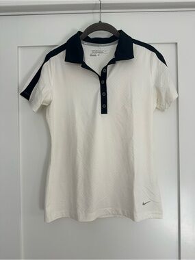 Nike White Polo with Black Collar and Shoulder Trim
